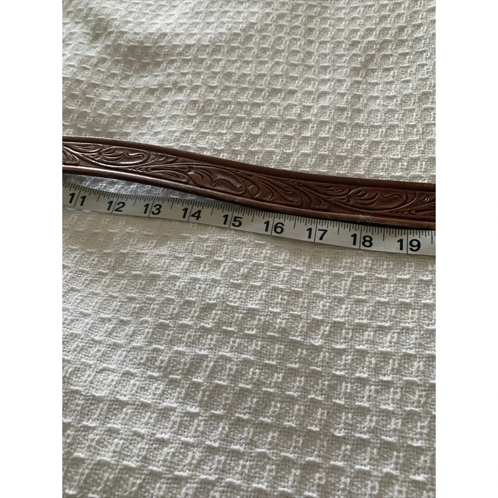 Vtg Tooled‎ Western Kids Belt Brown Leather Size 32